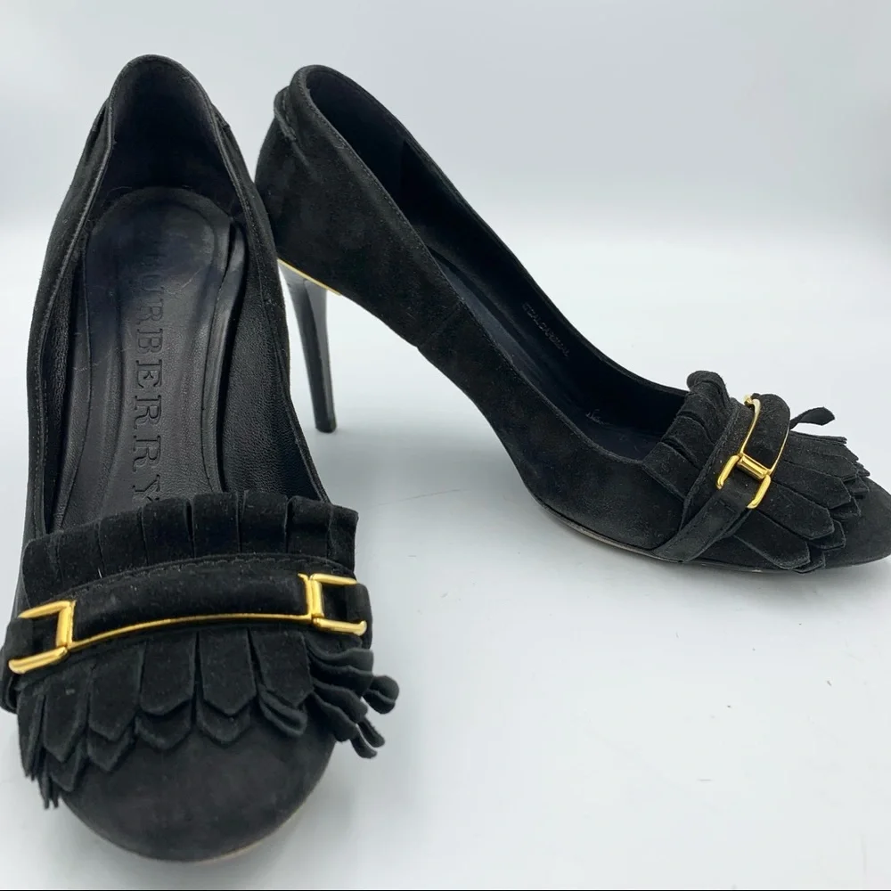 Burberry Metal Bar Hampden Fringe Black Pump